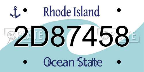 2D87458 Rhode Island License Plate