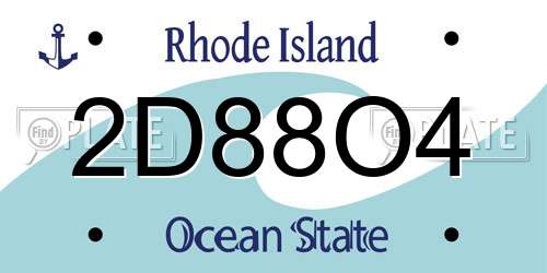 2D88O4 Rhode Island License Plate