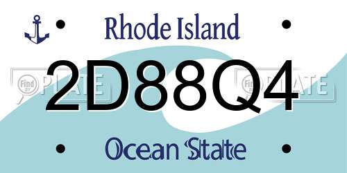 2D88Q4 Rhode Island License Plate