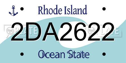 2DA2622 Rhode Island License Plate