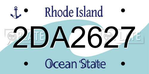 2DA2627 Rhode Island License Plate