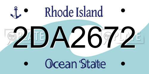 2DA2672 Rhode Island License Plate