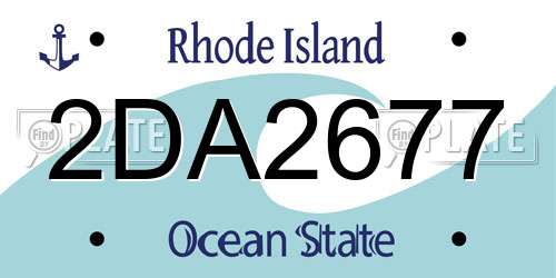 2DA2677 Rhode Island License Plate