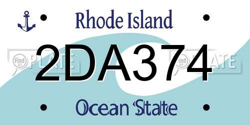 2DA374 Rhode Island License Plate