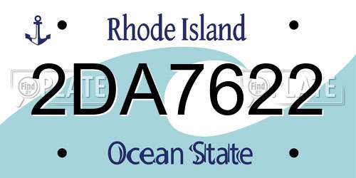 2DA7622 Rhode Island License Plate