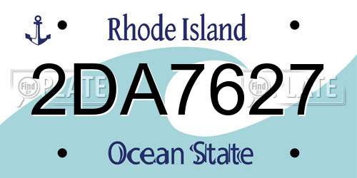 2DA7627 Rhode Island License Plate