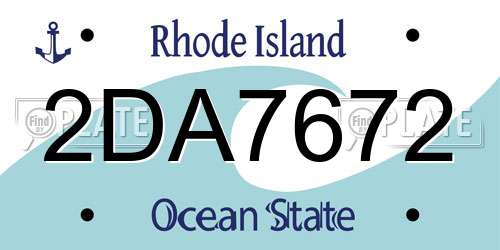 2DA7672 Rhode Island License Plate