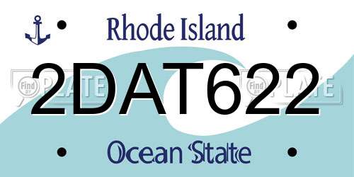 2DAT622 Rhode Island License Plate