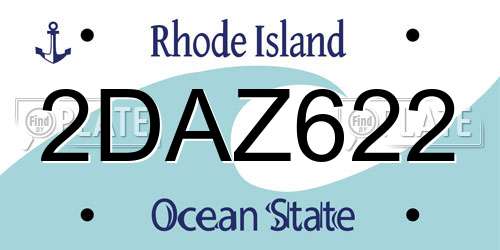 2DAZ622 Rhode Island License Plate