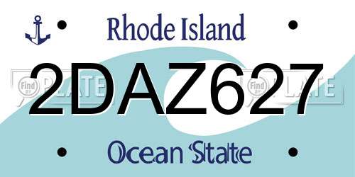 2DAZ627 Rhode Island License Plate