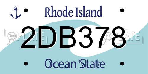 2DB378 Rhode Island License Plate