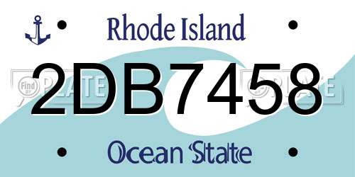2DB7458 Rhode Island License Plate