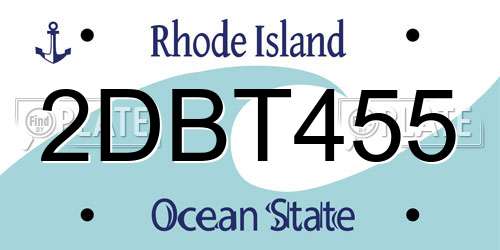 2DBT455 Rhode Island License Plate