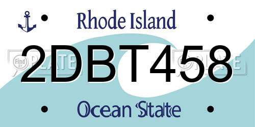 2DBT458 Rhode Island License Plate