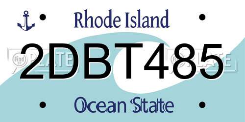 2DBT485 Rhode Island License Plate