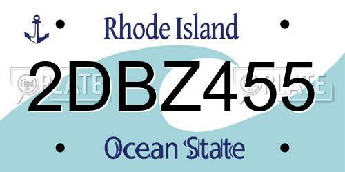 2DBZ455 Rhode Island License Plate