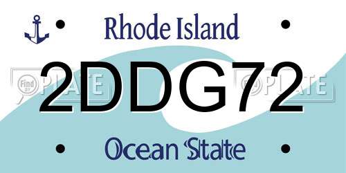 2DDG72 Rhode Island License Plate