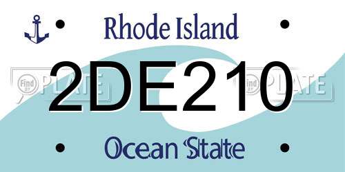 2DE210 Rhode Island License Plate