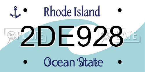 2DE928 Rhode Island License Plate