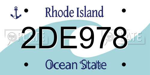 2DE978 Rhode Island License Plate