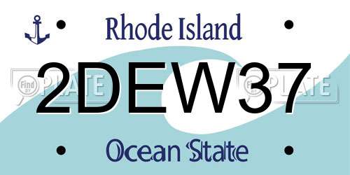 2DEW37 Rhode Island License Plate