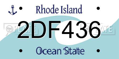 2DF436 Rhode Island License Plate