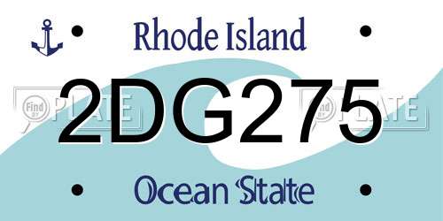 2DG275 Rhode Island License Plate