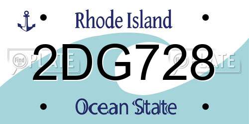 2DG728 Rhode Island License Plate