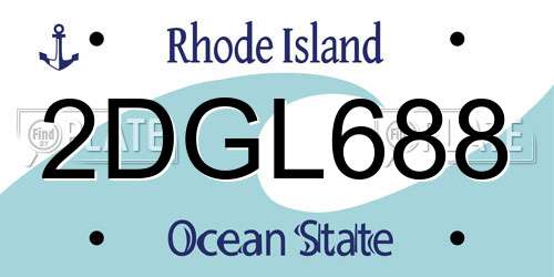 2DGL688 Rhode Island License Plate