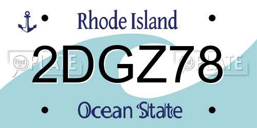 2DGZ78 Rhode Island License Plate