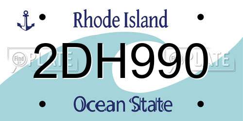 2DH990 Rhode Island License Plate