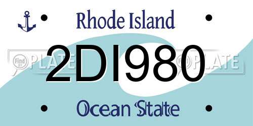 2DI980 Rhode Island License Plate