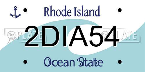 2DIA54 Rhode Island License Plate