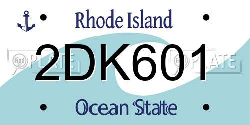 2DK601 Rhode Island License Plate