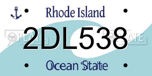2DL538 Rhode Island License Plate
