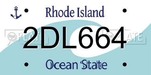 2DL664 Rhode Island License Plate