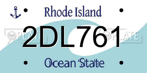2DL761 Rhode Island License Plate