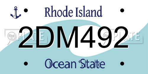 2DM492 Rhode Island License Plate