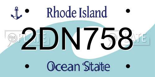 2DN758 Rhode Island License Plate