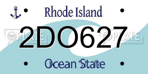 2DO627 Rhode Island License Plate