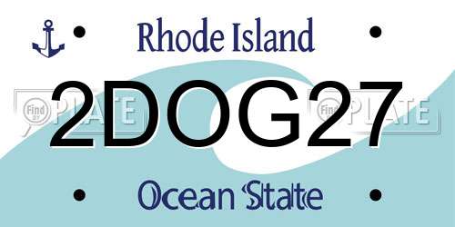 2DOG27 Rhode Island License Plate
