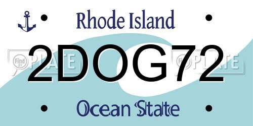 2DOG72 Rhode Island License Plate