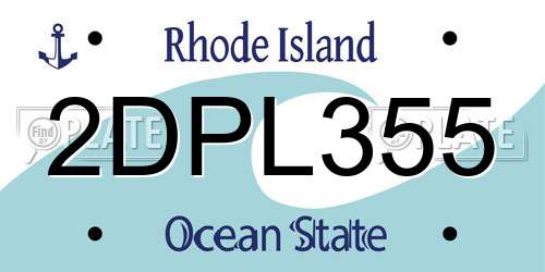2DPL355 Rhode Island License Plate