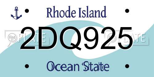 2DQ925 Rhode Island License Plate
