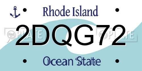 2DQG72 Rhode Island License Plate