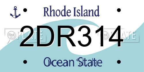 2DR314 Rhode Island License Plate