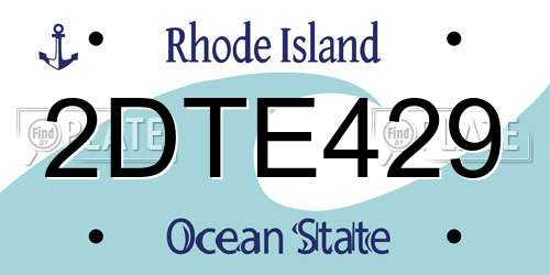 2DTE429 Rhode Island License Plate