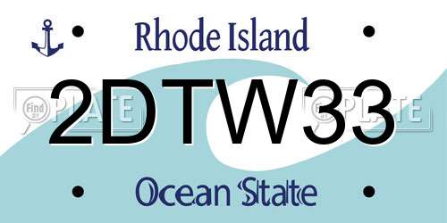 2DTW33 Rhode Island License Plate