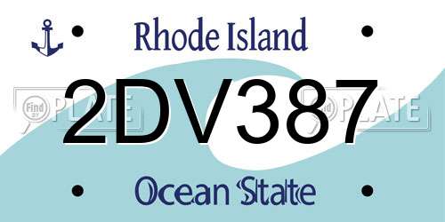 2DV387 Rhode Island License Plate