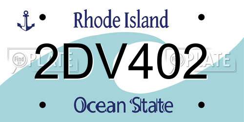 2DV402 Rhode Island License Plate
